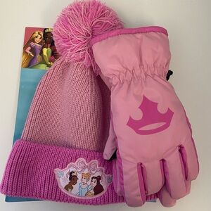 Big kids Disney princess 2pcs hat and ski glove set